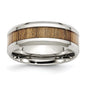 Buy High-Quality 8mm Polished Stainless Steel Chisel Band with Koa Wood Inlay-5