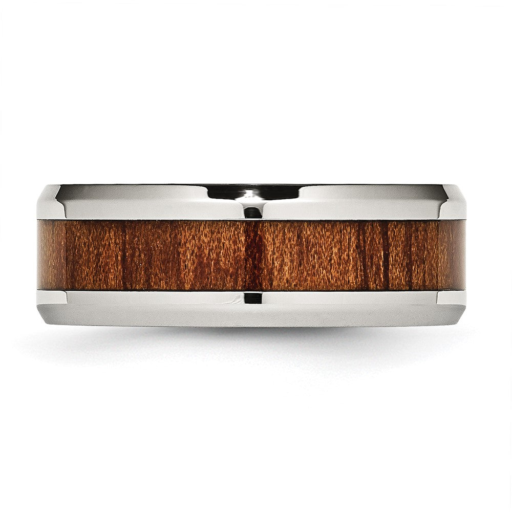 Buy High-Quality 8mm Polished Stainless Steel Band with Koa Wood Inlay