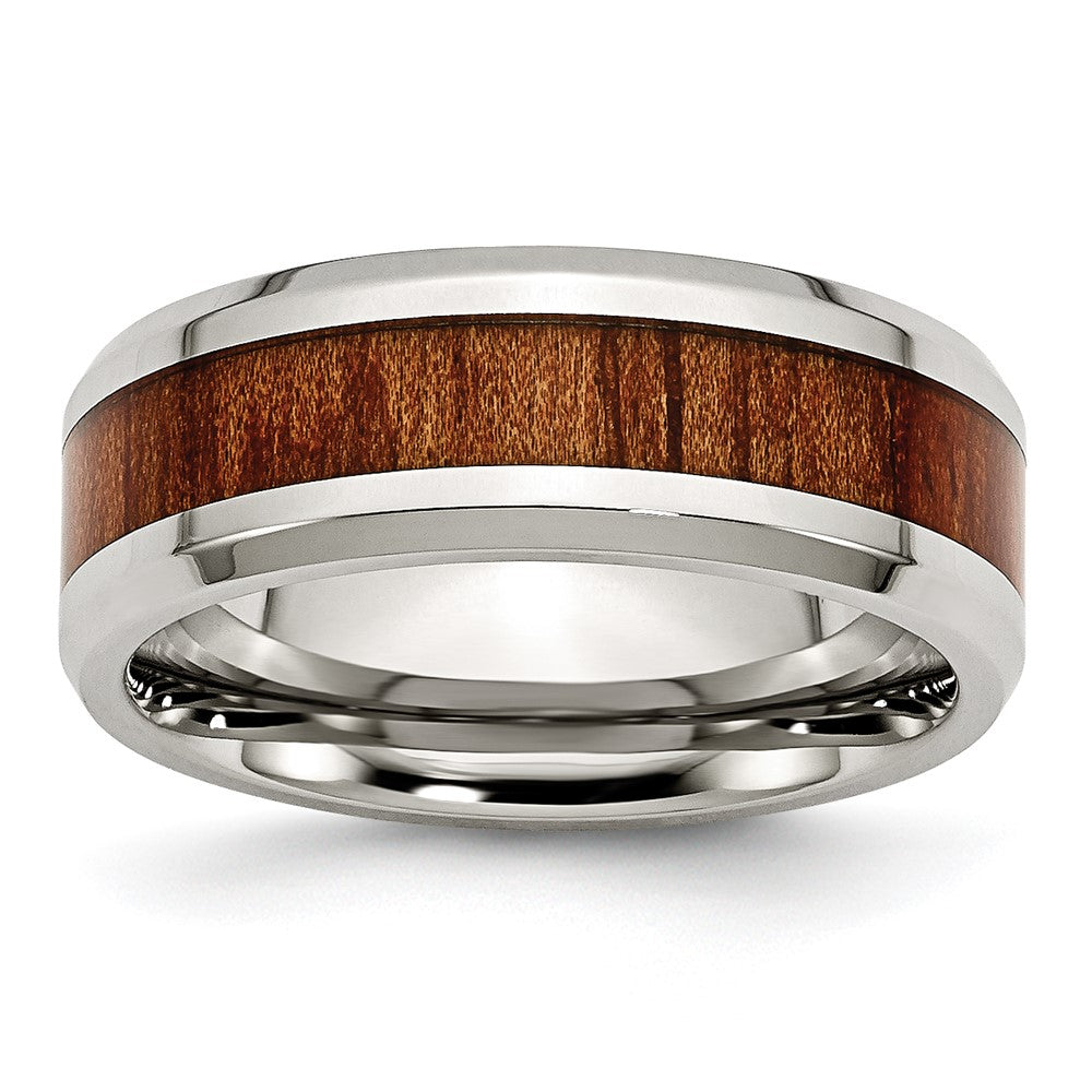 Buy Stylish 8mm Chisel Stainless Steel Band with Koa Wood Inlay