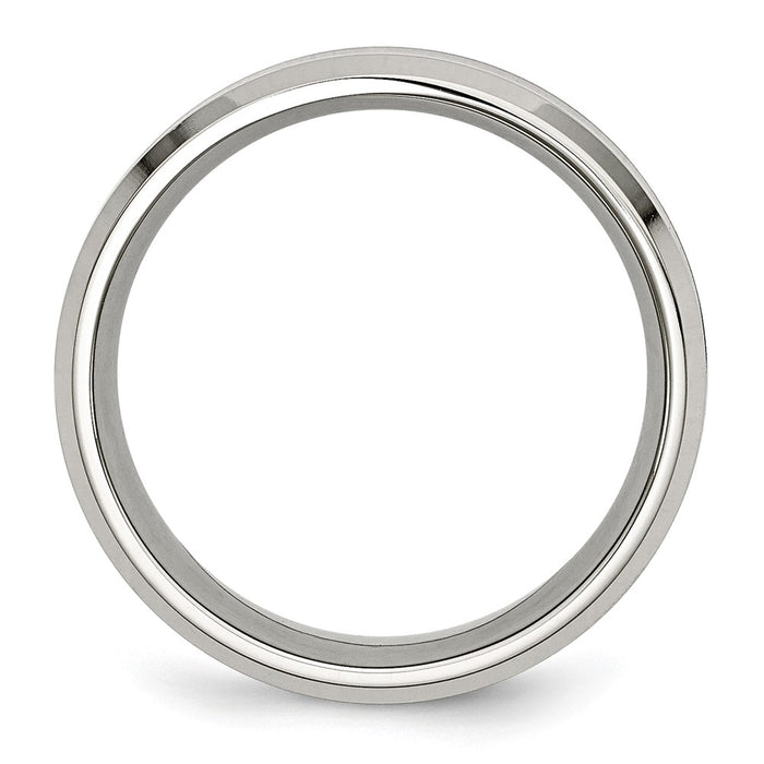 Buy Exclusive 8mm Polished Stainless Steel Chisel Band with Koa Wood Inlay-2