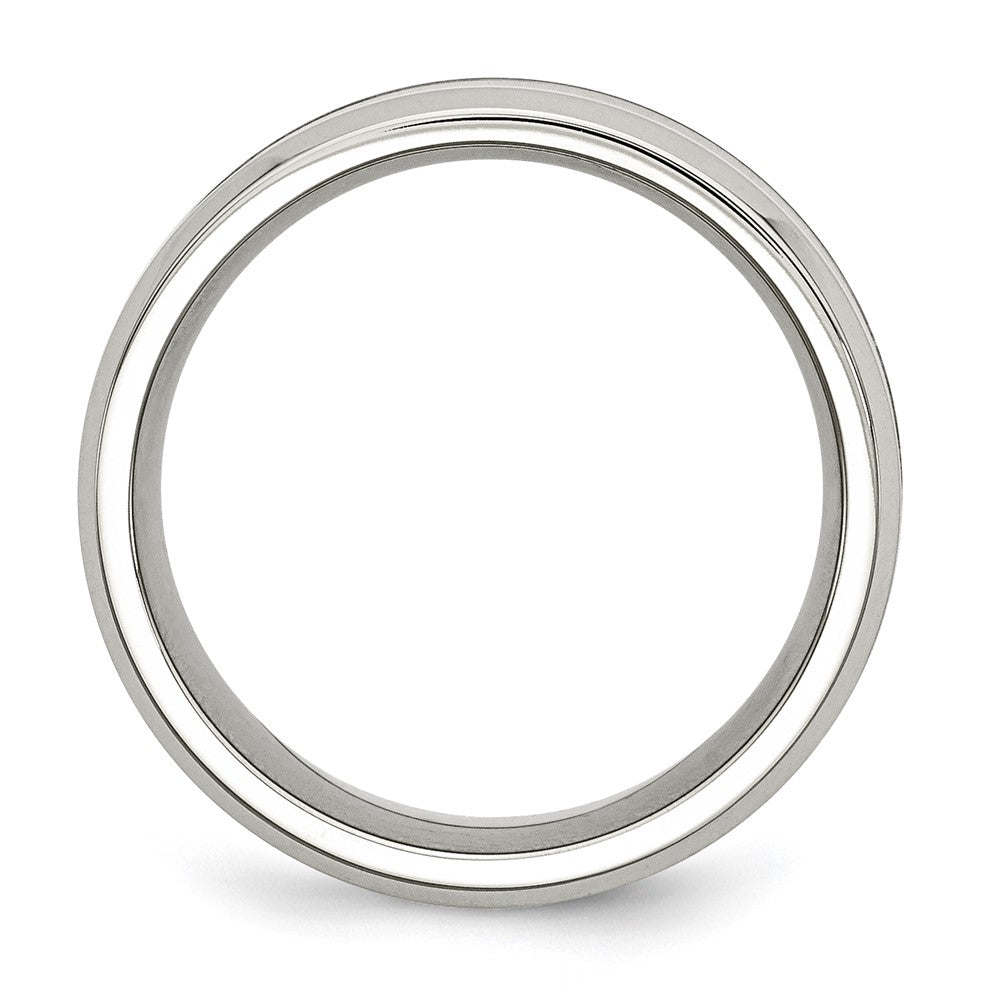 High-Quality 8mm Polished Stainless Steel Chisel Band with Brown Koa Wood Inlay