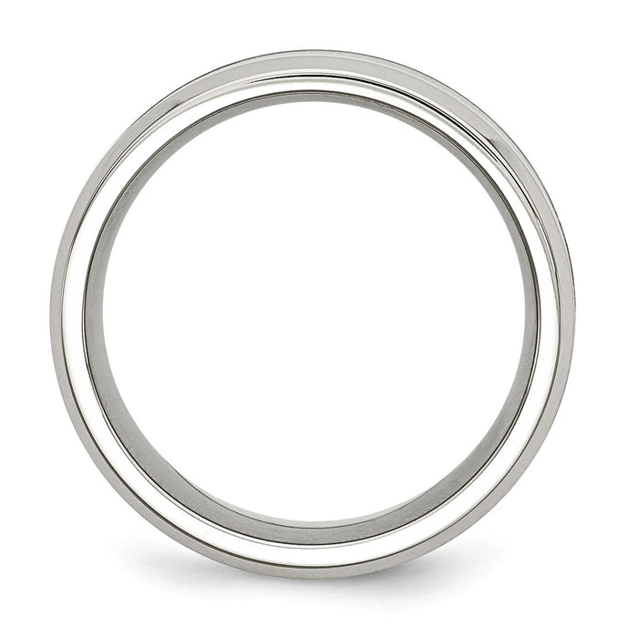 High-Quality 8mm Polished Stainless Steel Chisel Band with Brown Koa Wood Inlay-2