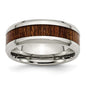 Buy Stylish 8mm Polished Stainless Steel Chisel Band with Koa Wood Inlay-4