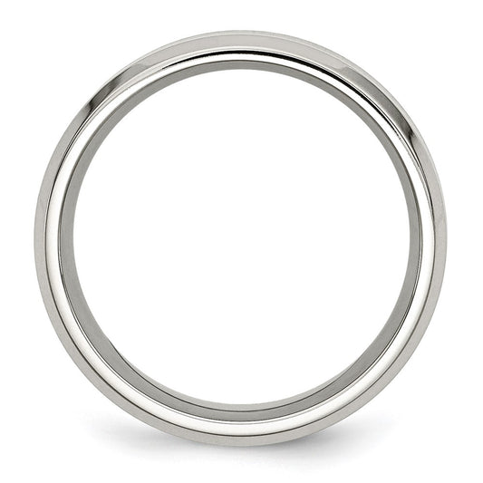 Exclusive 8mm Polished Stainless Steel Chisel Band with Black Koa Wood Inlay