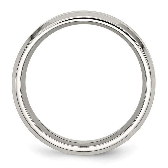 Exclusive 8mm Polished Stainless Steel Chisel Band with Black Koa Wood Inlay-2