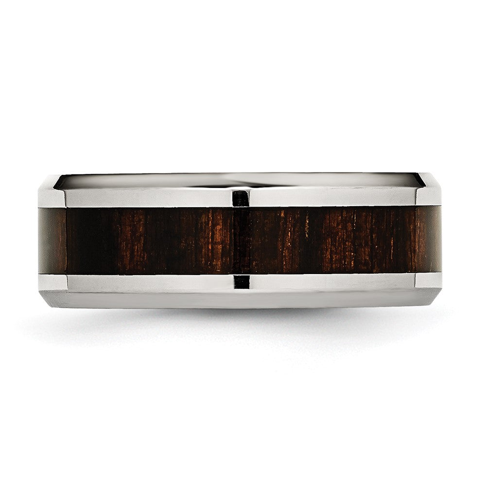 Buy High-Quality 8mm Polished Stainless Steel Chisel Band with Black Koa Inlay
