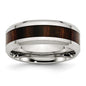 Exclusive 8mm Polished Stainless Steel Chisel Band with Black Koa Wood Inlay-4
