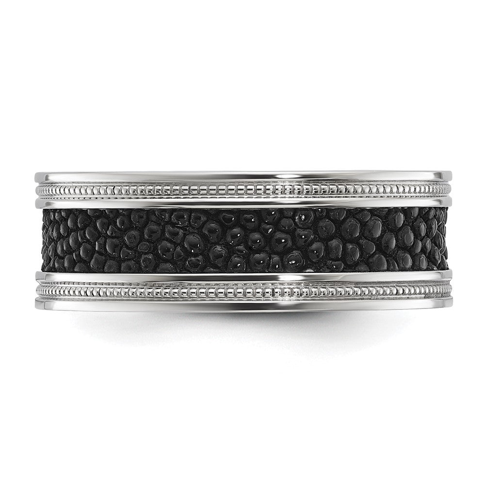 Exclusive 8mm Polished Stainless Steel Chisel Band - Stylish Stingray Texture