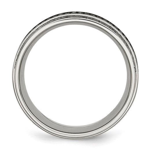 High-Quality 10mm Polished Stainless Steel Band with 1/2 Carat Black Diamond - Stylish Value