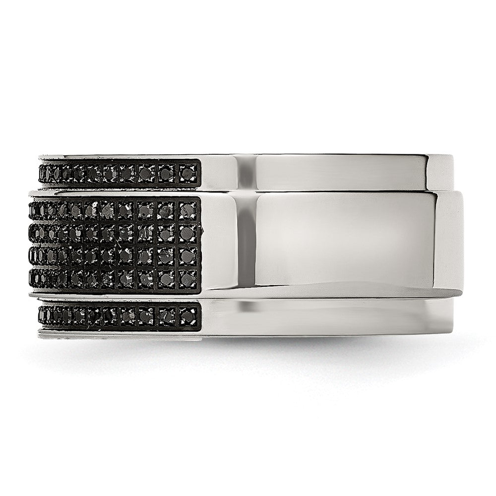 Buy High-Quality 10mm Stainless Steel Band with 1/2 Carat Black Diamond, Stylish!