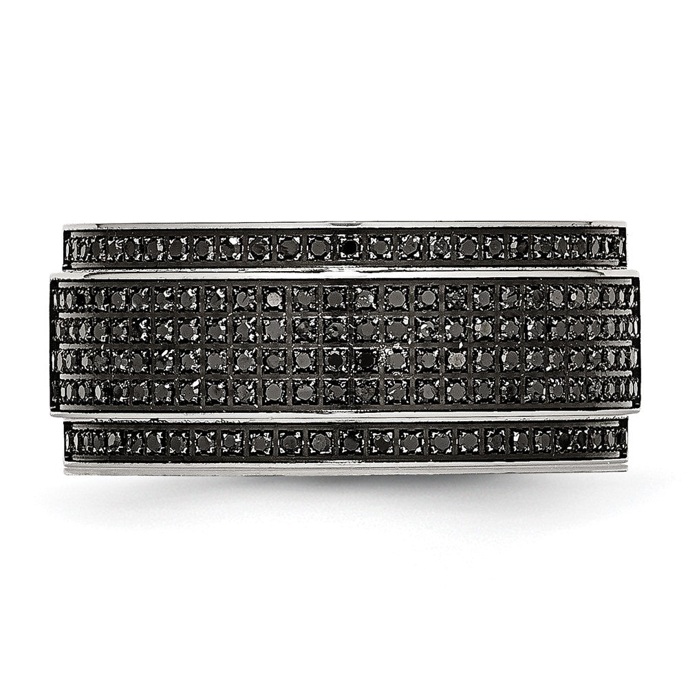 Buy High-Quality 10mm Stainless Steel Band with 1/2 Carat Black Diamond, Stylish!