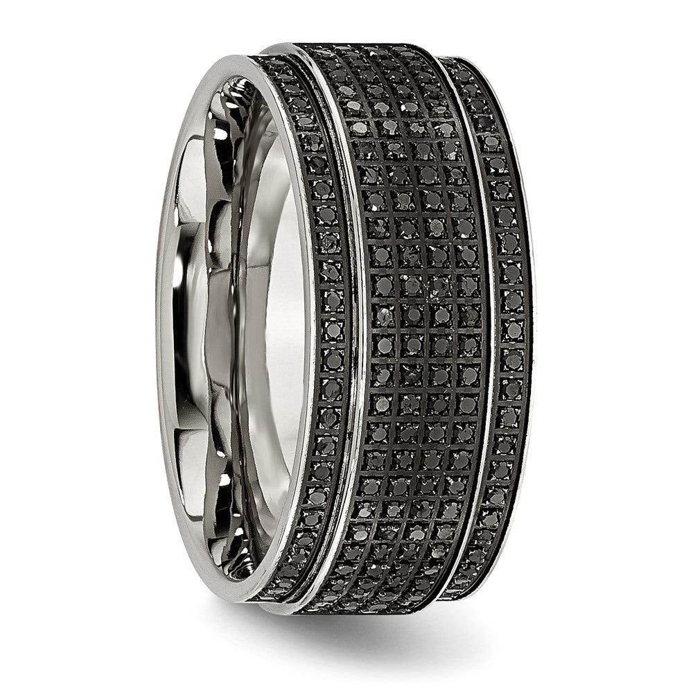 Buy High-Quality 10mm Stainless Steel Band with 1/2 Carat Black Diamond, Stylish!