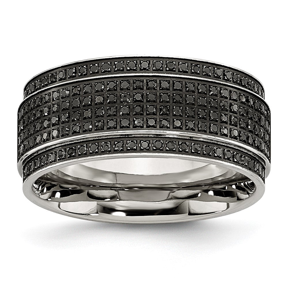 Buy High-Quality 10mm Stainless Steel Band with 1/2 Carat Black Diamond, Stylish!