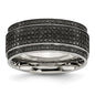 Buy Stylish 10mm Polished Stainless Steel Band with 1/2 Carat Black Diamond-3