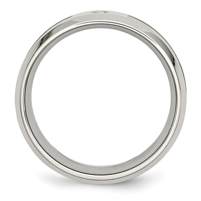 Buy Stylish 8mm Polished Camouflage Chisel Stainless Steel Band with 0.03ct Diamond-2