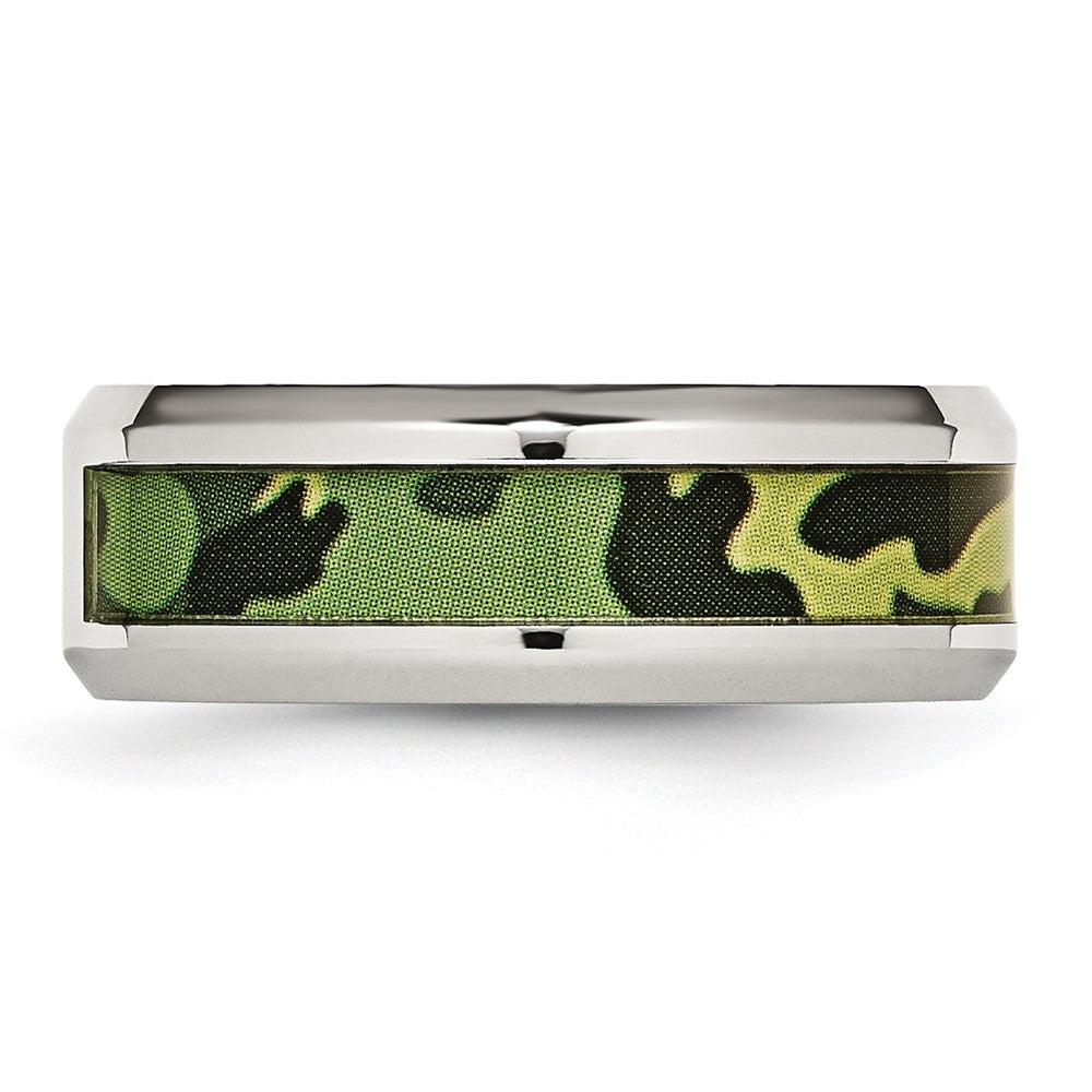 Buy Stylish 8mm Polished Camouflage Chisel Stainless Steel Band with 0.03ct Diamond