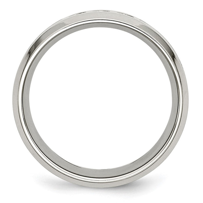 Buy Stylish Chisel Polished Stainless Steel Camouflage Band - 8mm, 1/10 Carat Diamond-2