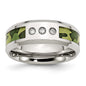 High-Quality Polished Stainless Steel 8mm Camo Band with 1/10 Carat Diamond - Affordable!-10