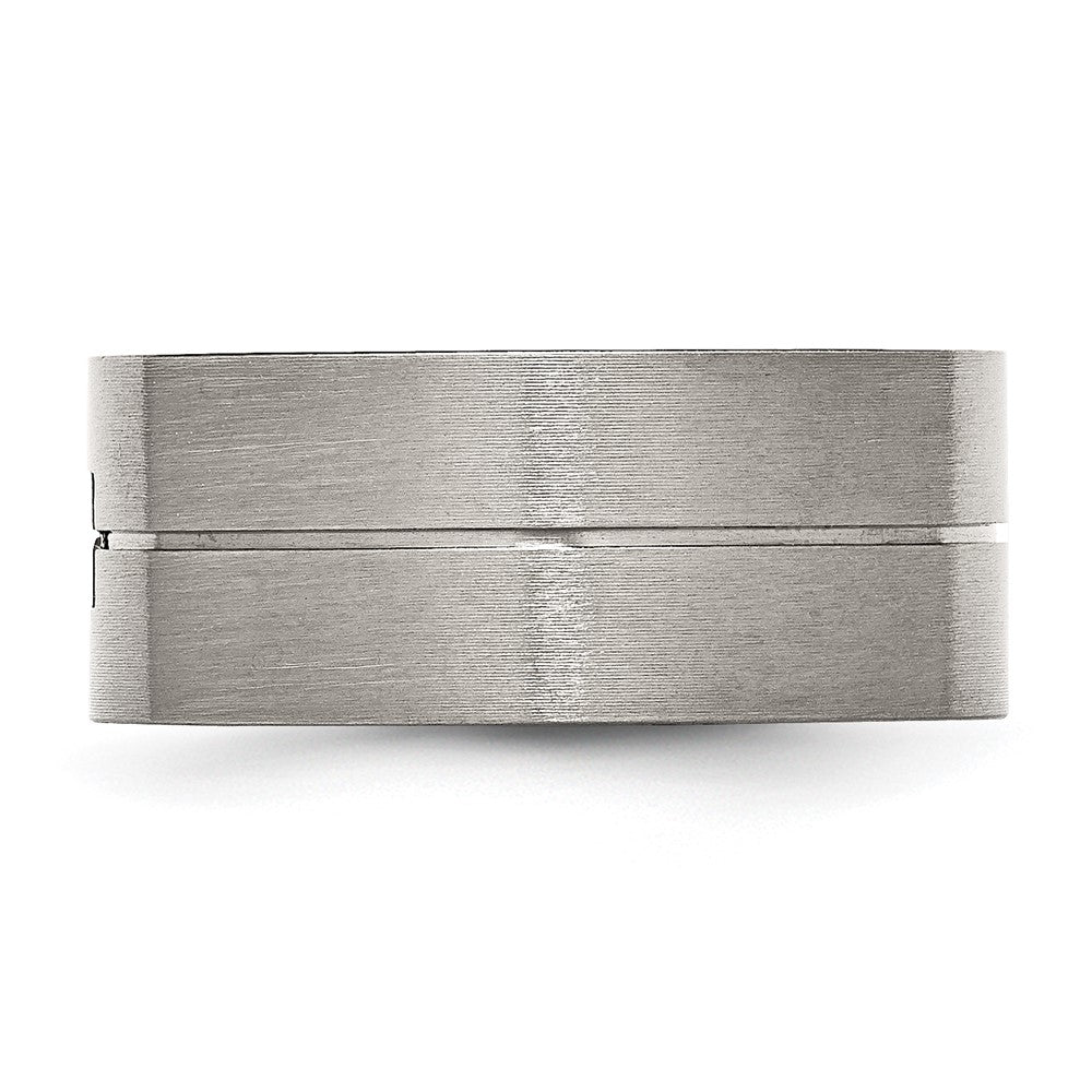 Buy Luxury 10mm Antiqued Stainless Steel Flat Band with .03 Carat Black Diamond