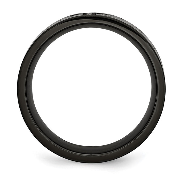 Chisel Stainless Steel Diamond Cross Band - 1/20 Carat, Matte Black - Style GR1-1023678