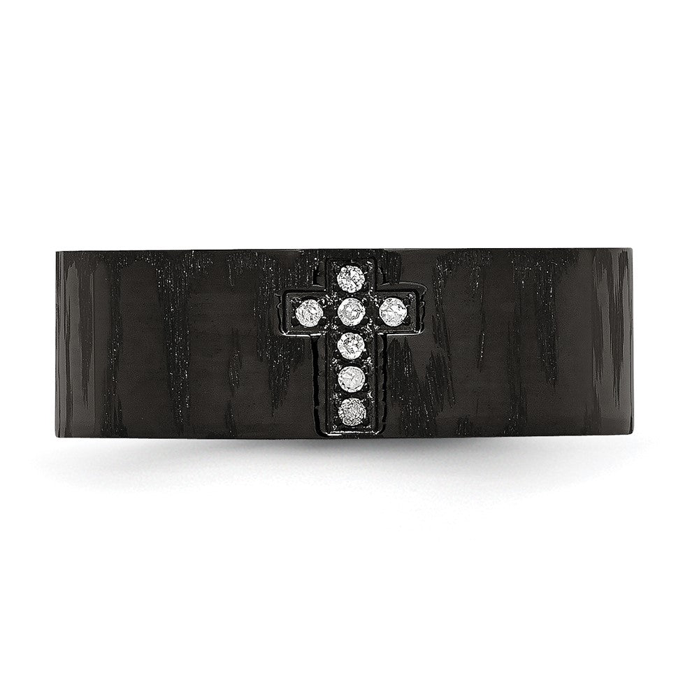 Exclusive Chisel Stainless Steel Cross Band 1/20 CT Diamond Accent - Stylish Value