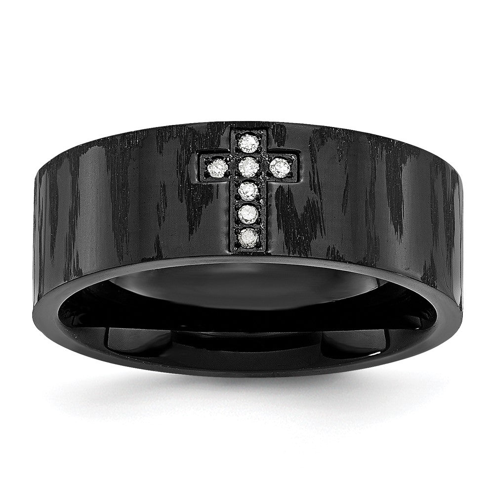 Exclusive Chisel Stainless Steel Cross Band 1/20 CT Diamond Accent - Stylish Value