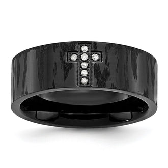 High-Quality Chisel Stainless Steel Diamond Cross Ring - Stylish Matte Black IP-Plated