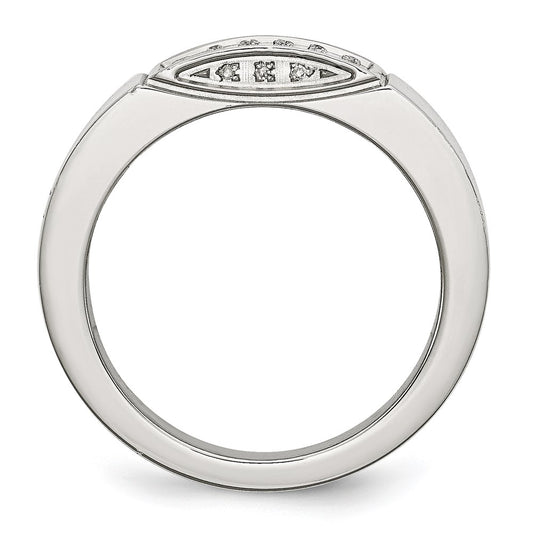 High-Quality Chisel Polished Stainless Steel Band - 9.5mm, 1/10 Carat Diamond Value
