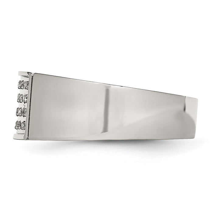 Buy Stylish Chisel Polished Stainless Steel Band - 9.5mm, 1/10 Carat Diamond-3