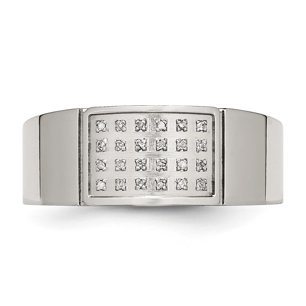 Buy High-Quality 9.5mm Polished Stainless Steel Chisel Band with 1/10 Carat Diamond