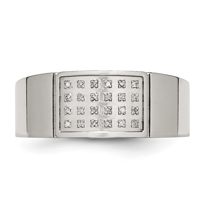 Buy High-Quality 9.5mm Polished Stainless Steel Chisel Band with 1/10 Carat Diamond-4