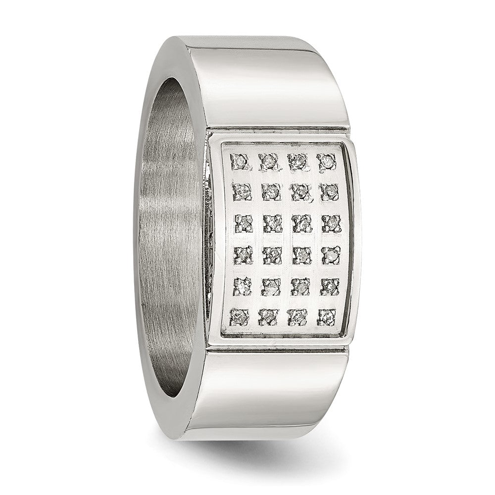 Buy Stylish Chisel Polished Stainless Steel Band - 9.5mm, 1/10 Carat Diamond
