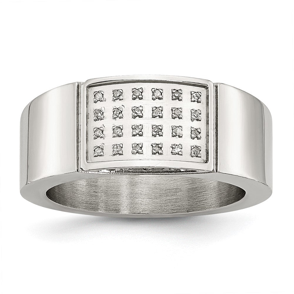 High-quality Chisel Polished Stainless Steel Band - 9.5mm, 1/10 Carat Diamond, Stylish Value!