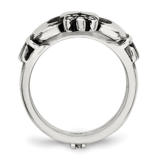 Shop Exclusive Antiqued Stainless Steel Claddagh Ring - Stylish Hinged Design