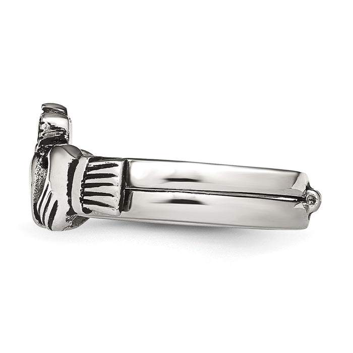 Shop Exclusive Antiqued Stainless Steel Claddagh Ring - Stylish Hinged Design-3