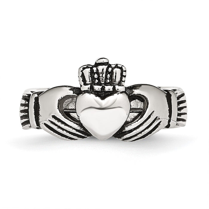 Shop Exclusive Antiqued Stainless Steel Claddagh Ring - Stylish Hinged Design-4