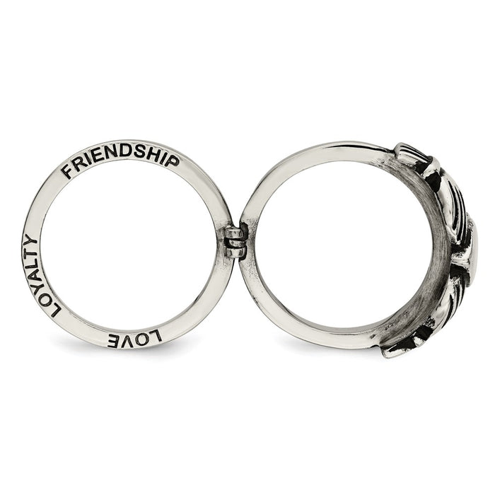 Shop Exclusive Antiqued Stainless Steel Claddagh Ring - Stylish Hinged Design-5