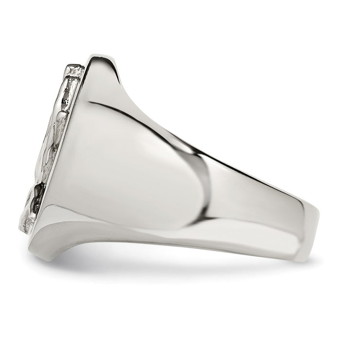 Exclusive Polished Stainless Steel Chisel Ring with Sterling Silver Praying Hands-3