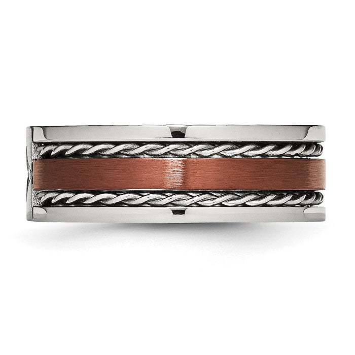 Buy Stylish 8mm Chisel Stainless Steel Band with .02 Carat Diamond Accent-3
