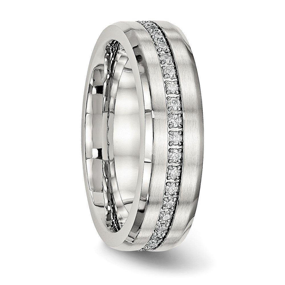 High-Quality Chisel 6.5mm Stainless Steel Band with CZ Accents - Stylish Value