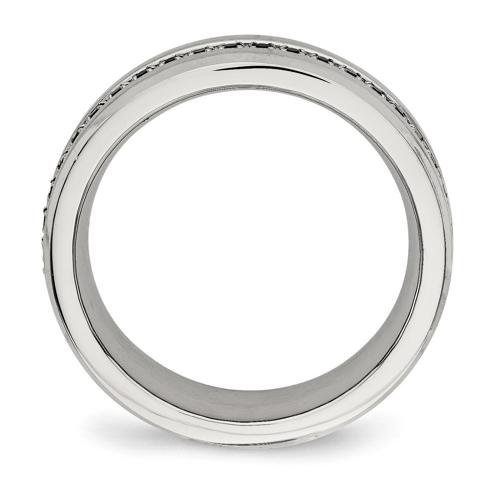 Exclusive 6.5mm Stainless Steel Band with Black CZ Accents - Stylish Design