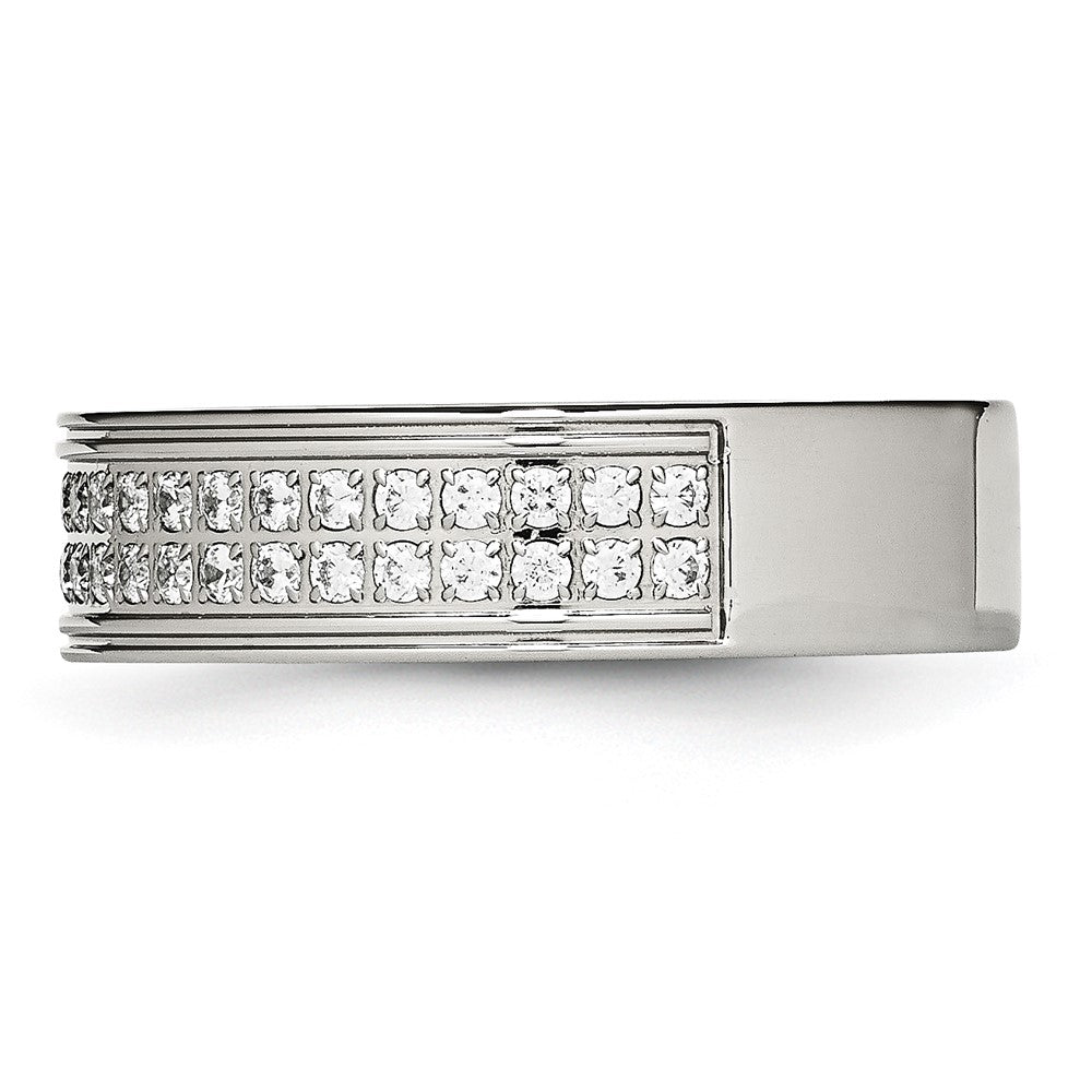Buy Stylish 6.5mm CZ Accent Polished Stainless Steel Chisel Band