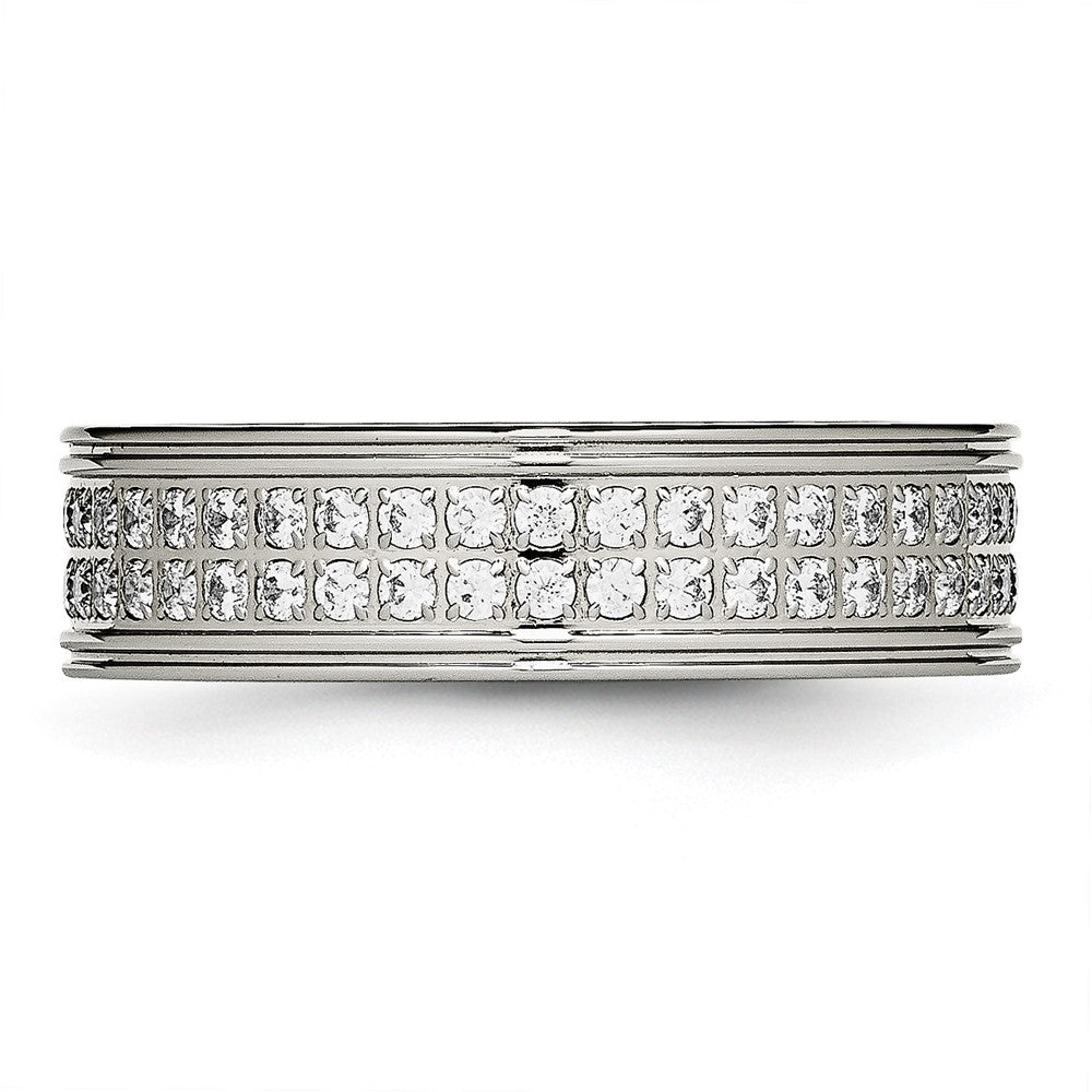 High-Quality 6.5mm CZ Accent Stainless Steel Chisel Band - Stylish Value