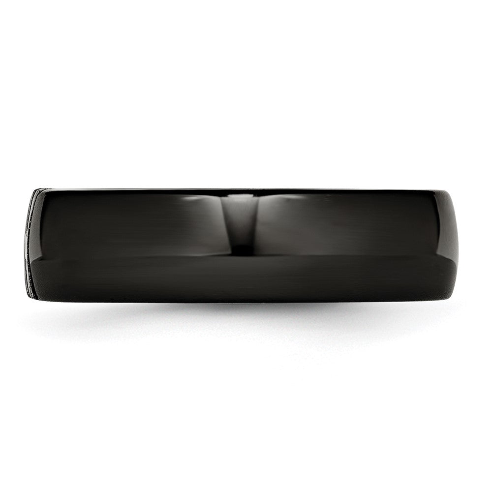 Buy Stylish Chisel Polished Stainless Steel Ring with Black Ceramic CZ Accents