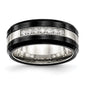 Buy Stylish Chiseled Stainless Steel Ring with Black Ceramic & CZ Beveled Edge-7