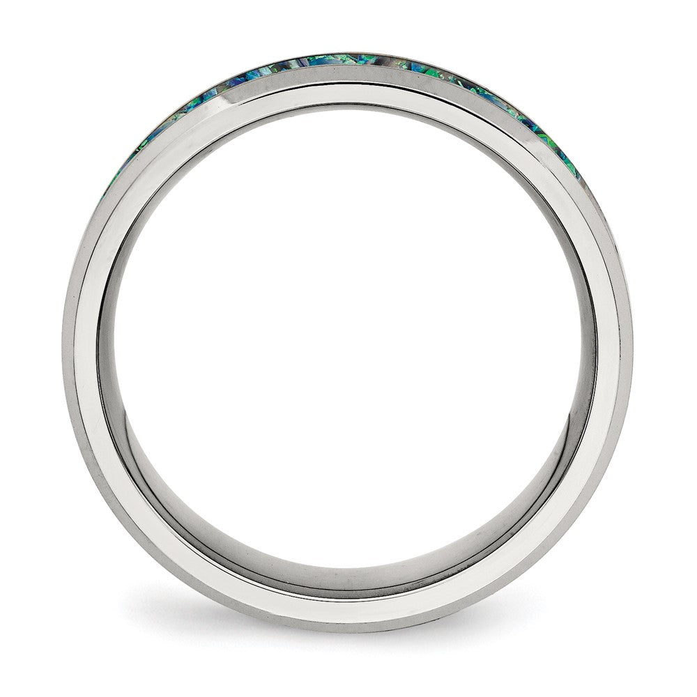 Buy High-Quality 8mm Blue Opal Inlay Chisel Band | Stylish Stainless Steel