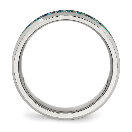 Buy Exclusive 8mm Blue Opal Inlay Chisel Band | High-Quality Stainless Steel