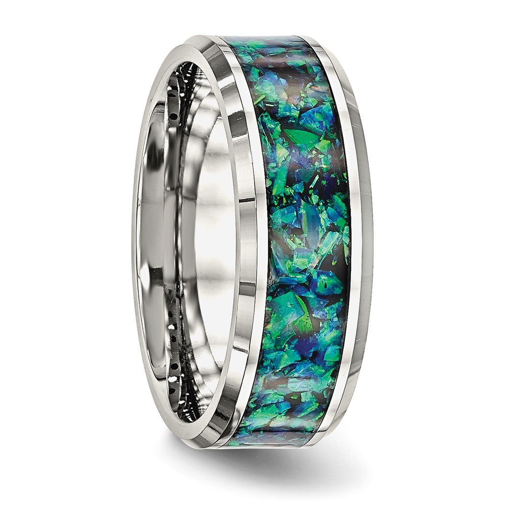 Buy Exclusive 8mm Blue Opal Inlay Chisel Band | High-Quality Stainless Steel