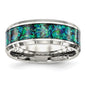 Buy Stylish 8mm Blue Imitation Opal Inlay Polished Stainless Steel Band-3