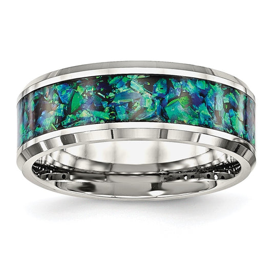 Buy High-Quality 8mm Blue Opal Inlay Chisel Band | Stylish Stainless Steel